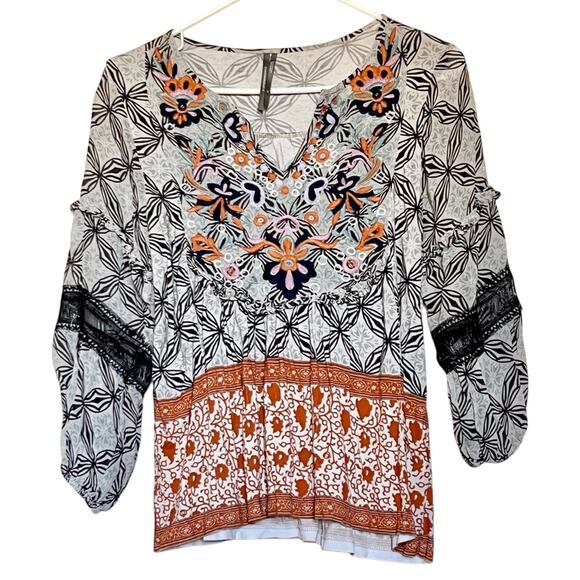 Anthropologie Embroidered Floral Semi Sheer Multicolor Blouse Small - Picture 5 of 15